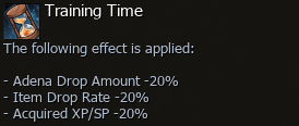 Training Zone debuff