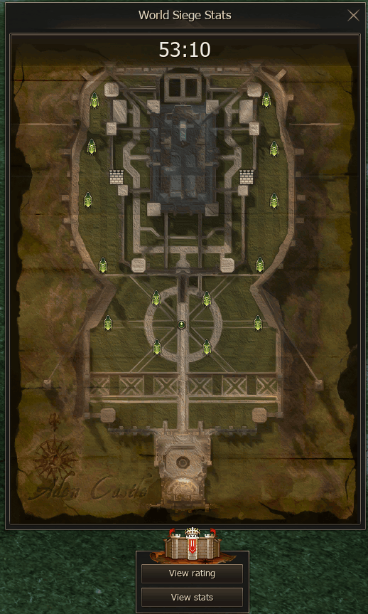 Siege Map showing crystal spawn locations and current attackers